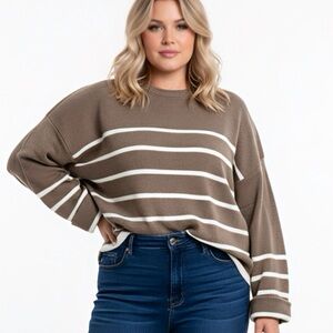 42. Striped Brown and White Sweater